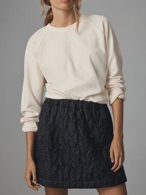 Anthropologie Maeve - Black Quilted Mini Skirt Sz L